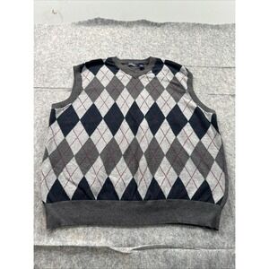 SADDLEBRED Men's Black/Gray Argyle‎ Sweater Vest - Size XLT